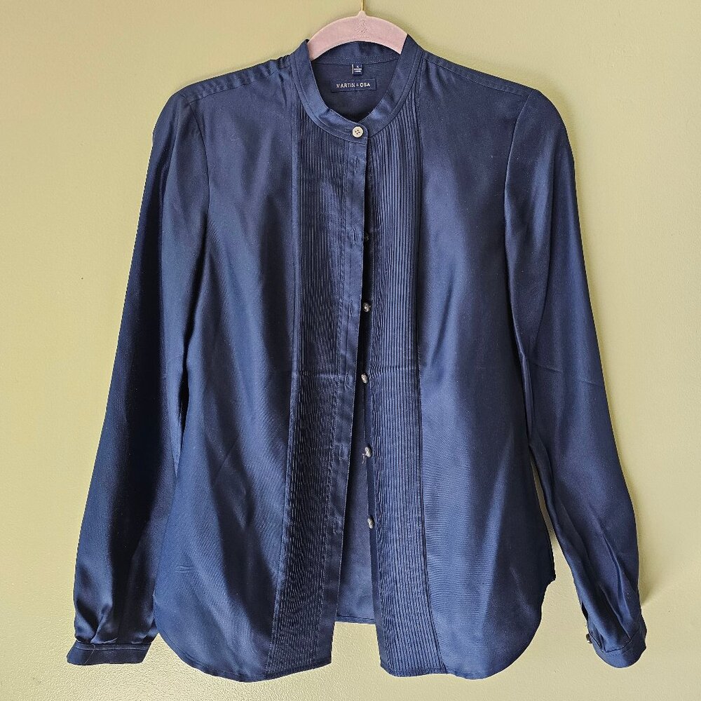 Martin + OSA Pleated Button Down Blouse Size 6
